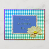 Muttertag Weiße Blume & Gingham Design Postkarte (Vorderseite)