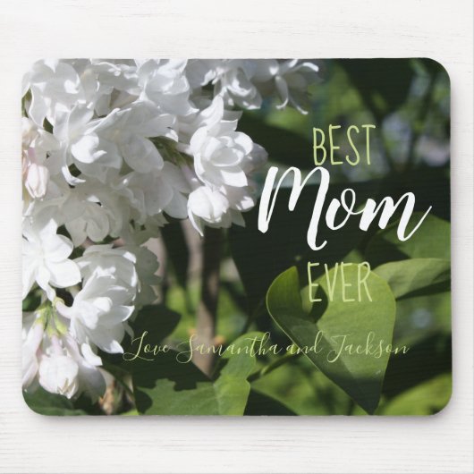 Muttertag Weißer Lilacs Beste Mama je Mousepad (Vorne)