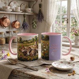 Muttertag-Wiesenkatze mit Kätzchen Tasse