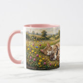Muttertag-Wiesenkatze mit Kätzchen Tasse (Links)