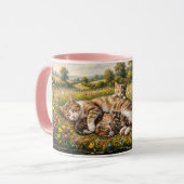 Muttertag-Wiesenkatze mit Kätzchen Tasse (Vorderseite Links)
