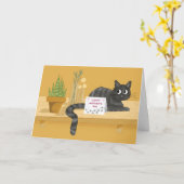 Muttertag Witzige Katze am Tisch mit Pflanze Karte (Gelbe Blume)