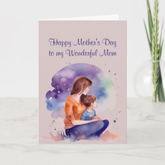 Muttertag Wunderschöne Mutter Wasserfarbe Karte (Vorderseite)