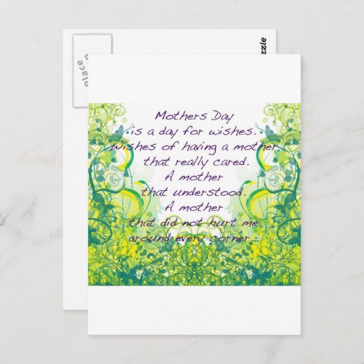 Muttertag wünscht grüngelb postkarte (Vorne/Hinten)