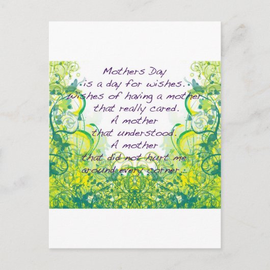 Muttertag wünscht grüngelb postkarte (Vorderseite)