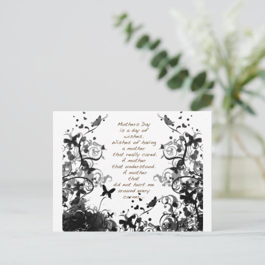 Muttertag wünscht schwarzen Missbrauch Postkarte (Stehend Vorderseite)