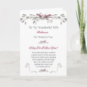 Muttertag zur Ehefrau Romantische Personalisierung Karte (Vorderseite)