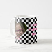Muttertag Zwei Fotos Namen geprüft Schwarz-weiß Kaffeetasse (Vorderseite Links)