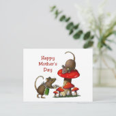 Muttertag: Zwei Mäuse & Toadstool: Cookies: Kunst Postkarte (Stehend Vorderseite)