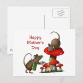 Muttertag: Zwei Mäuse & Toadstool: Cookies: Kunst Postkarte (Vorne/Hinten)