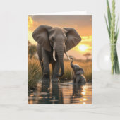 Muttertagelephant mit Baby Karte (Vorderseite)