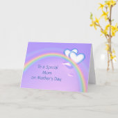 Muttertages-Herzen auf Regenbogenkarte Karte (Gelbe Blume)