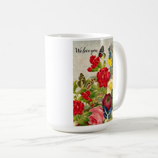 Muttertaggarnelen Rose Schmetterlinge Kaffeetasse (VorderseiteRechts)