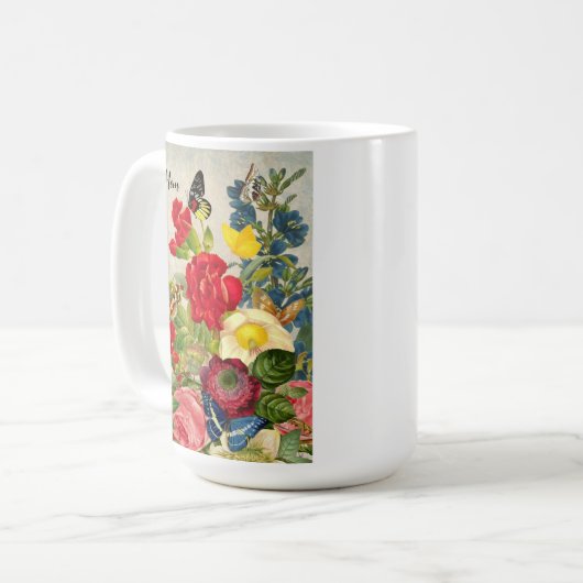 Muttertaggarnelen Rose Schmetterlinge Kaffeetasse (Vorderseite Links)