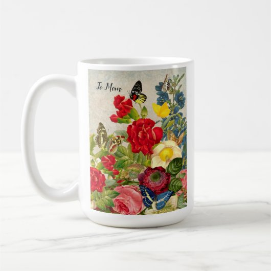 Muttertaggarnelen Rose Schmetterlinge Kaffeetasse (Links)