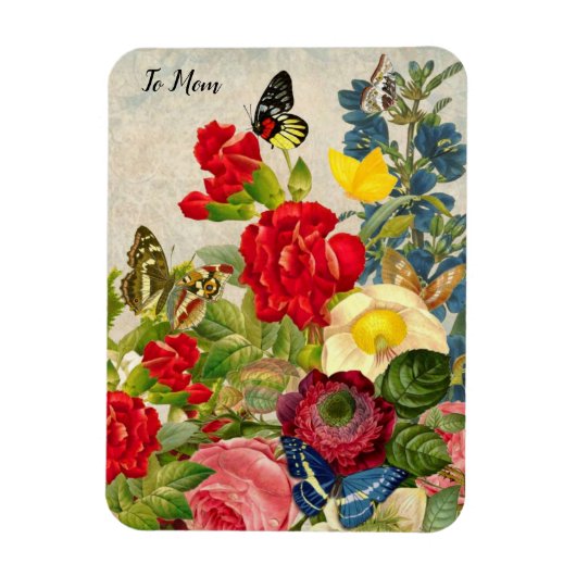 Muttertaggarnelen Rose Schmetterlinge Magnet (Vertikal)