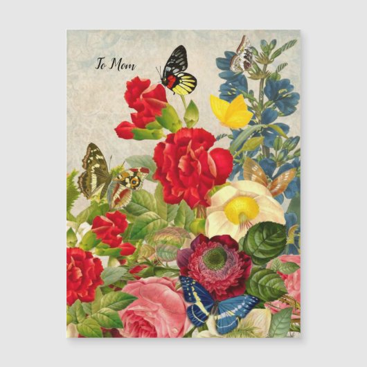 Muttertaggarnelen Rose Schmetterlinge Magnetkarte (Vorderseite)