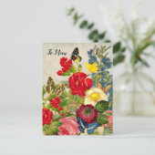 Muttertaggarnelen Rose Schmetterlinge Postkarte (Stehend Vorderseite)