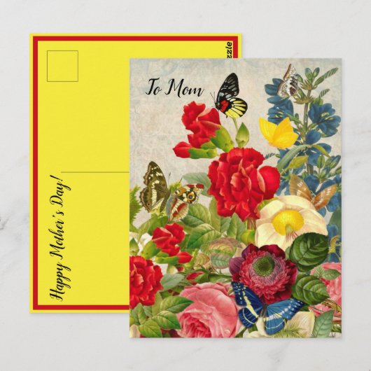 Muttertaggarnelen Rose Schmetterlinge Postkarte (Vorne/Hinten)