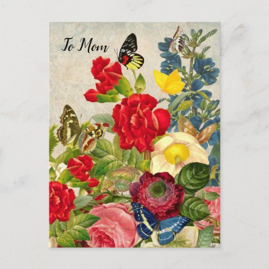 Muttertaggarnelen Rose Schmetterlinge Postkarte (Vorderseite)