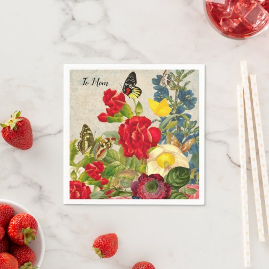 Muttertaggarnelen Rose Schmetterlinge Serviette (Beispiel)