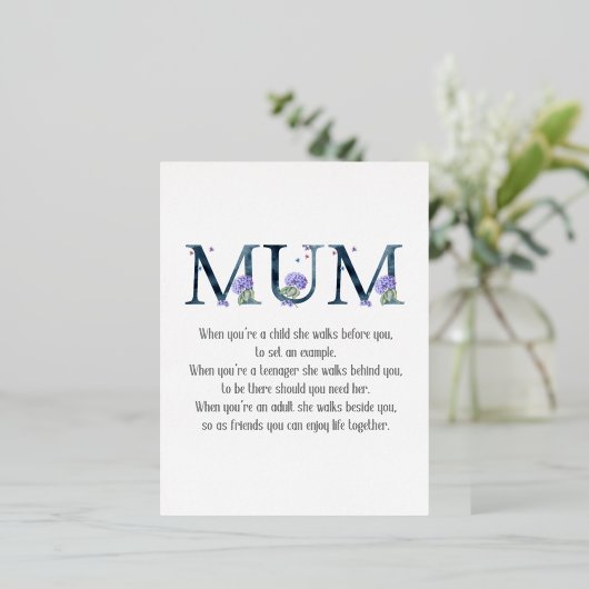 Muttertaggedicht Folien Feiertagspostkarte (Stehend vorne)