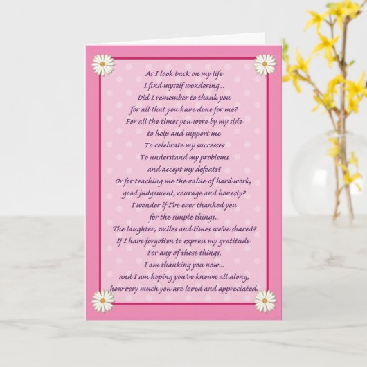 Muttertaggedicht Karte (Gelbe Blume)