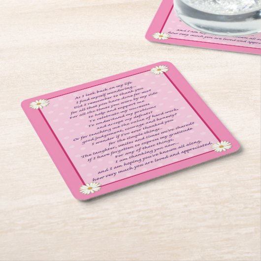 Muttertaggedicht Rechteckiger Pappuntersetzer (angewinkelt)