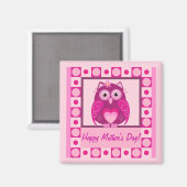 Muttertagmagnet mit rosa Cartoon Owl & texr Magnet (Vorderseite/Rückseite)