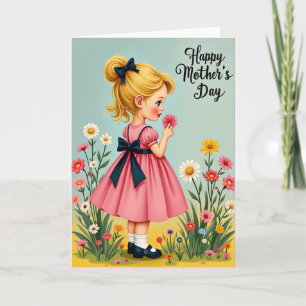 Muttertags-Blumen-Mädchen-Kunstkarte Karte