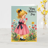 Muttertags-Blumen-Mädchen-Kunstkarte Karte (Gelbe Blume)