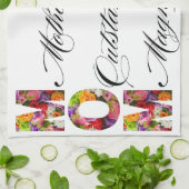 Muttertags-Blumen-Schriftzug mit Fotos Geschirrtuch (Gefaltet)