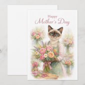Muttertags-Blumenhändlerin Katze Feiertagskarte (Vorne/Hinten)