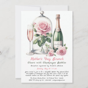 Muttertags-Brunch-Einladung – Champagner & Rosa Einladung