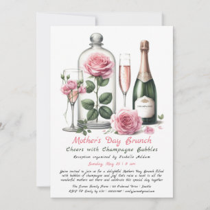 Muttertags-Brunch-Einladung – Champagner & Rosa  Einladung