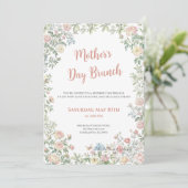 Muttertags-Brunch-Einladung Floral Einladung (Stehend Vorderseite)