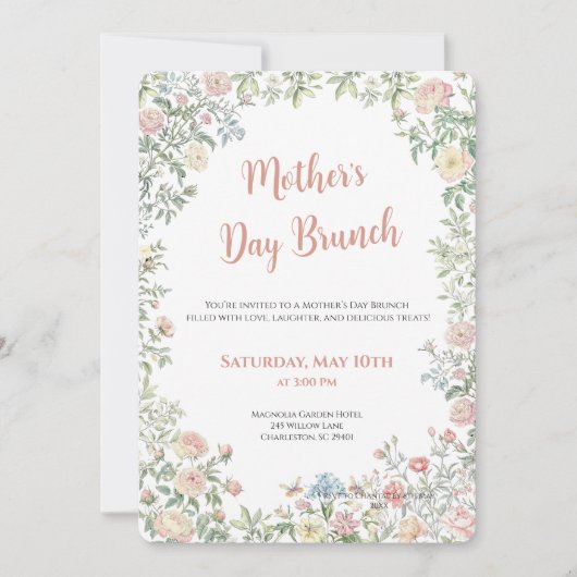 Muttertags-Brunch-Einladung Floral Einladung (Vorderseite)
