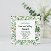 Muttertags Brunch Elegantes Botanisches Wasser Einladung (Stehend Vorderseite)