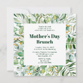 Muttertags Brunch Elegantes Botanisches Wasser Einladung (Vorderseite)