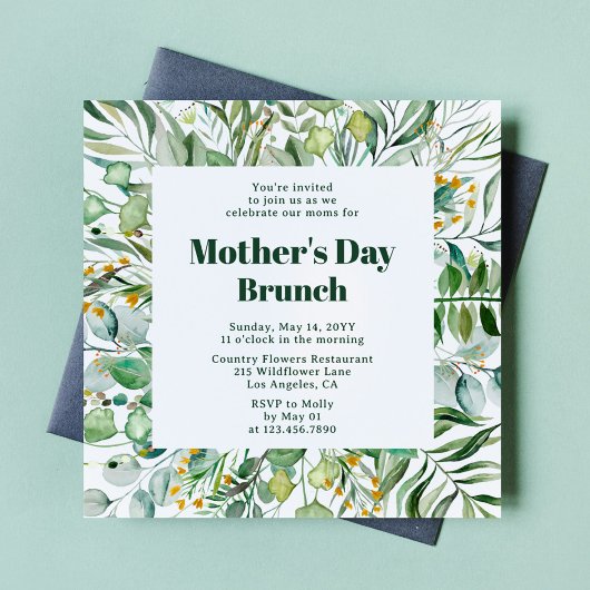 Muttertags Brunch Elegantes Botanisches Wasser Einladung