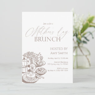Muttertags-Brunch Neutrale Linie Einladung