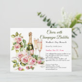 Muttertags-Brunch – Prost mit Champagnerblasen Einladung (Stehend Vorderseite)
