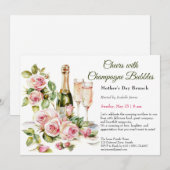 Muttertags-Brunch – Prost mit Champagnerblasen Einladung (Vorne/Hinten)