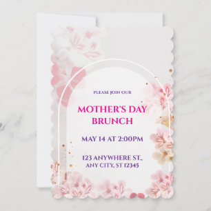 Muttertags-Brunch, Wasserfarbe Rosa Floral Einladung