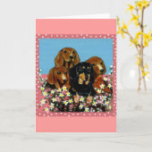 Muttertags-Dachshunde Karte (Gelbe Blume)