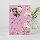 Muttertags Dusty Rose Herzrahmen Foto Karte (Stehend Vorderseite)