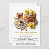 Muttertags Frühstück, Affodils Pancakes Einladung (Vorne/Hinten)
