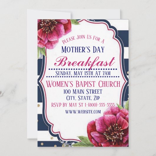 Muttertags Frühstück Einladung Flachkarte (Vorderseite)