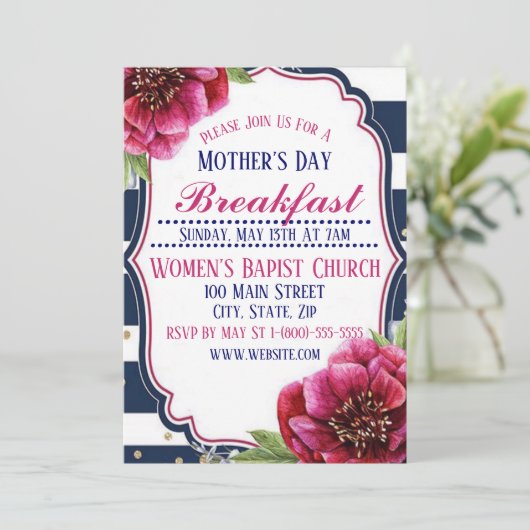 Muttertags Frühstück Einladung Flachkarte (Stehend Vorderseite)