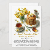 Muttertags Frühstück - Pfannkuchen & Affodils Einladung (Vorne/Hinten)
